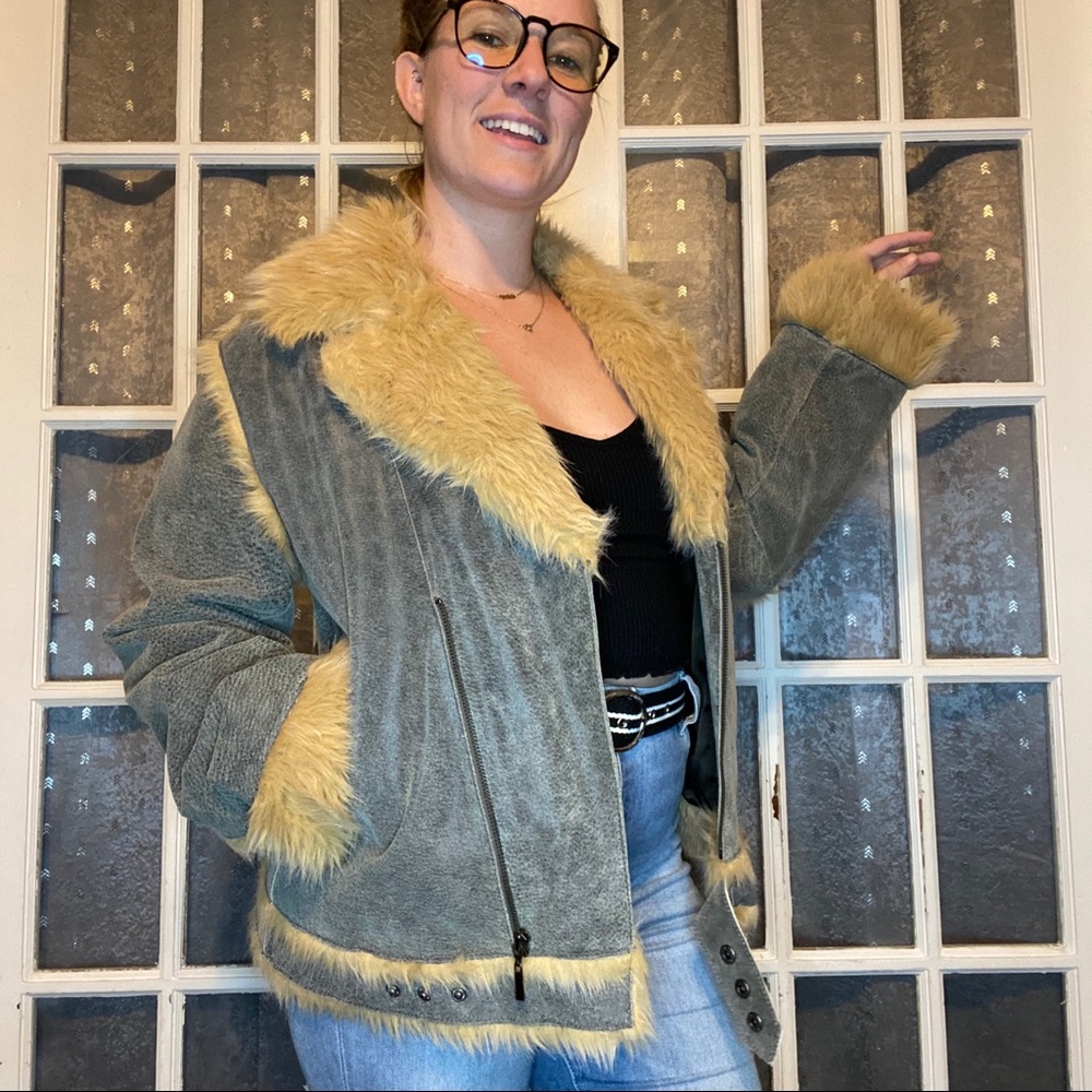 vintage BKE leather jacket with fur